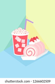Strawberry yogurt and strawberry cake roll