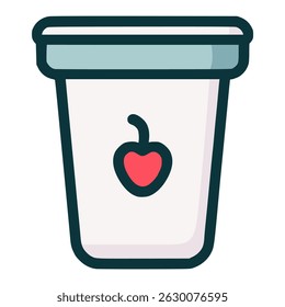strawberry yogurt food healthy snack flat color vector illustration template design