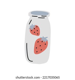 Strawberry Yogurt. Hand drawn simple vector illustration