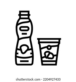vector de icono de línea de yogur de fresa. signo de yogur de fresa. símbolo de contorno aislado ilustración negra