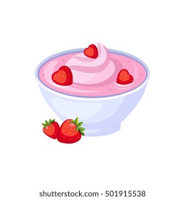 Strawberry Yogurt, Milk Based Product Isolated Icon