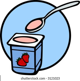 strawberry yogurt and spoon