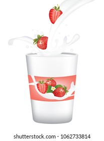 Strawberry yogurt. vector illustration
