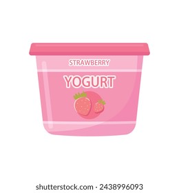 Strawberry yogurt vector illustration on white background. Delicious strawberry yogurt.