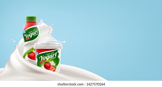 Strawberry Yougurt Brand New Packaging Design For Milk Or Yogurt Product Branding Or Advertising Design