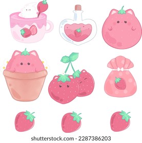 strawberry,strawberry kitten,Cute,loves strawberries,Strawberry milk and whipping cream,strawberry Soda,Cute Cat strawberry,Strawberry Cat Plant Pot,Strawberry cherry,strawberry bag,strawberry,vector