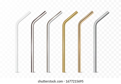 Drinking straw vector icon. Aluminum or plastic tube for drinking