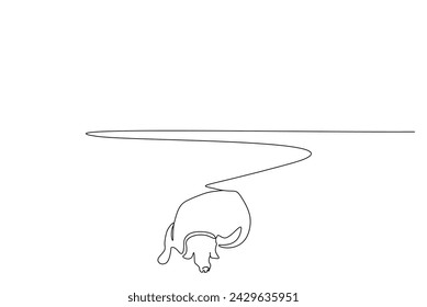 Streunender Hund, der draußen schläft, ruhig allein One Line Art Design