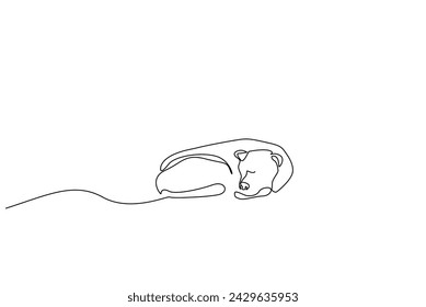 stray dog sleeping outside calm alone one line art design