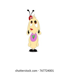 Stray dog. Vector. Cartoon. Isolated art on white background. Flat
