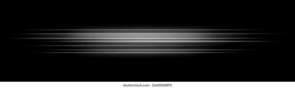Streak. Dense horizontal lines arranged in wide composition. Glowing gradient effect creates dynamic movement and illumination across dark space.