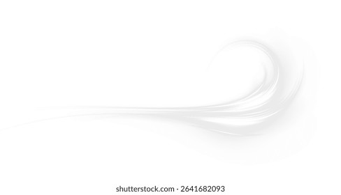 Streak, white, curve, light, rotation effects form a glowing swirl of energy. This PNG Overlay adds futuristic motion. PNG format with transparent background for dynamic designs.