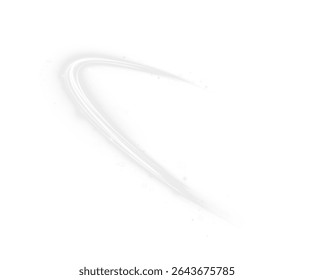 Streak, white, curve, light, rotation effects form a glowing swirl of energy. This PNG Overlay adds futuristic motion. PNG format with transparent background for dynamic designs.