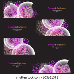 Streaks and explosion creative pattern banner collection