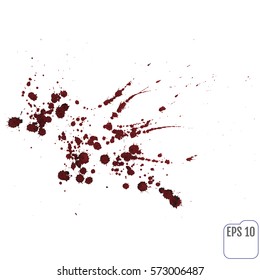 Streifen roter Flüssigkeit auf weißem Hintergrund. Blutspray