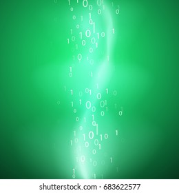 Stream of binary code. EPS10 vector green background.