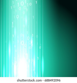 Stream of binary code. EPS10 vector blue background.