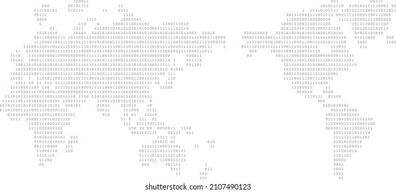 Stream of binary code numbers on the monitor are the computer matrix of world map. black and monochrome vector design