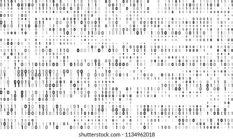 A stream of binary code on the screen. numbers of the computer . The concept of coding, hacker or mining of crypto-currency bitcoin. Vector illustration.