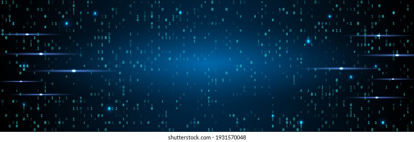 A stream of binary code on the screen. computer binary numbers. coding concept, hacker or mining of crypto-currency bitcoin. Vector illustration.