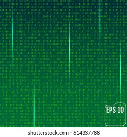 Stream of binary code on screen. Abstract vector background. Data and technology, decryption and encryption, computer matrix illustration