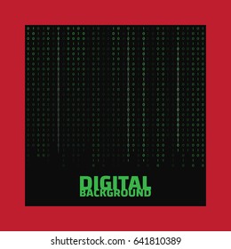 Stream of binary code on screen. Abstract vector background. Data and technology eps10