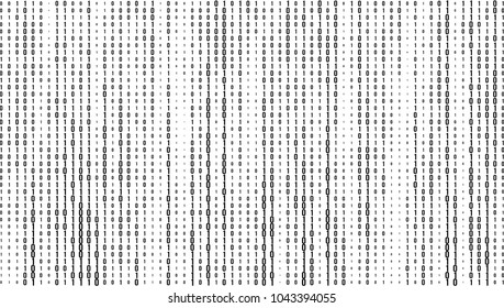 A stream of binary matrix code on the screen. numbers of the computer matrix. The concept of coding, hacker or mining of crypto-currency bitcoin. Vector illustration.