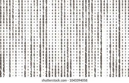 A stream of binary matrix code on the screen. numbers of the computer matrix. The concept of coding, hacker or mining of crypto-currency bitcoin. Vector illustration.