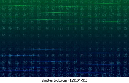A stream of binary matrix code on the screen. numbers of the computer matrix. The concept of coding, hacker or mining of crypto-currency bitcoin. Vector illustration.