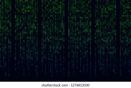 A stream of binary matrix code on the screen. numbers of the computer matrix. The concept of coding, hacker or mining of crypto-currency bitcoin. Vector illustration. - Vector