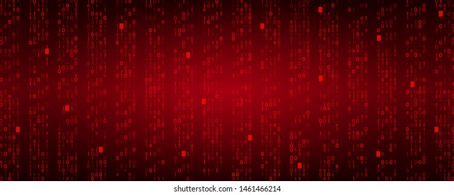 Stream binary matrix code on screen. computer matrix numbers and system crash. The concept of unsuccessful coding and data violation. Vector illustration