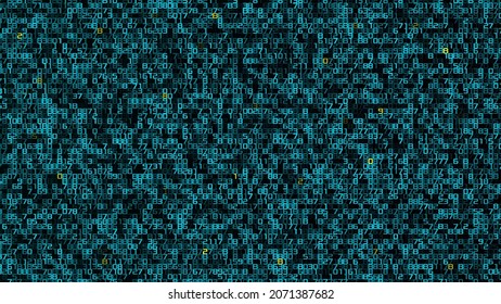 A stream of binary matrix code on the screen. numbers of the computer matrix. The concept of coding, hacker or mining of crypto-currency bitcoin. Vector illustration