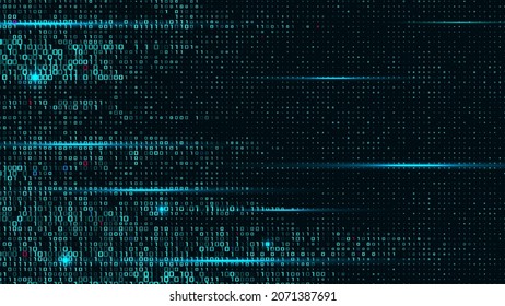 A stream of binary matrix code on the screen. numbers of the computer matrix. The concept of coding, hacker or mining of crypto-currency bitcoin. Vector illustration