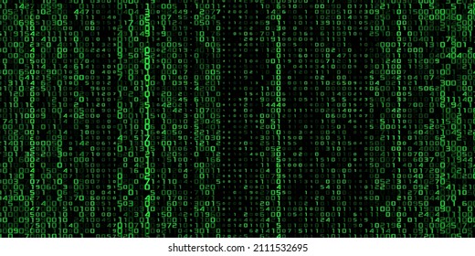 Un flujo de código de matriz binaria en la pantalla. números de la matriz del equipo. El concepto de codificación, hacker o minería de bitcoin criptodivisa. Ilustración del vector