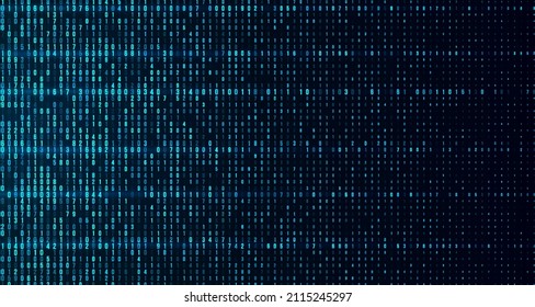 A stream of binary matrix code on the screen. numbers of the computer matrix. The concept of coding, hacker or mining of crypto-currency bitcoin. Vector illustration
