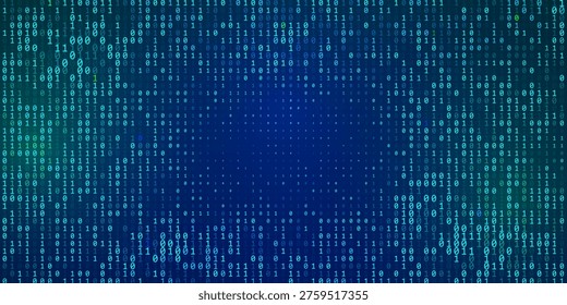A stream of binary matrix code on the screen. numbers of the computer matrix. The concept of coding, hacker or mining of crypto-currency bitcoin. Vector illustration.