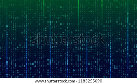 A stream of binary matrix code on the screen. numbers of the computer matrix. The concept of coding, hacker or mining of crypto-currency bitcoin. Vector illustration.