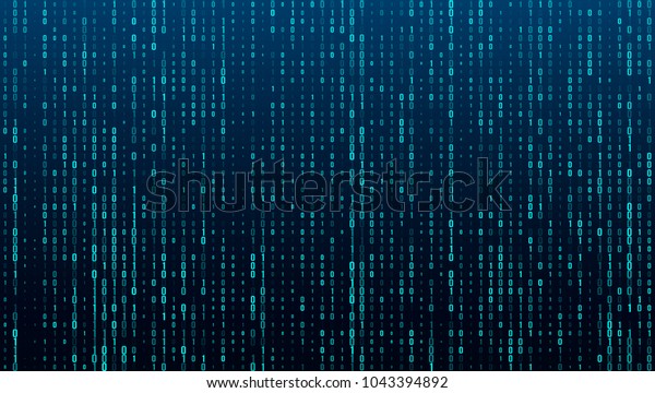 A stream of binary matrix\
code on the screen. numbers of the computer matrix. The concept of\
coding, hacker or mining of crypto-currency bitcoin. Vector\
illustration.