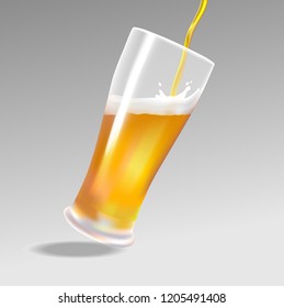  A stream of cold beer filling the glass. Vector illustration