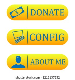 Stream design banners in vector. Donate. About me. Pc configuration. 