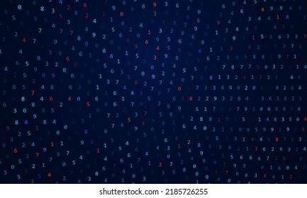Stream of Digital Matrix Code. Numbers of the Computer Matrix. Concept of Coding, Hacker or Mining of Cryptocurrency Bitcoin. Vector Illustration.