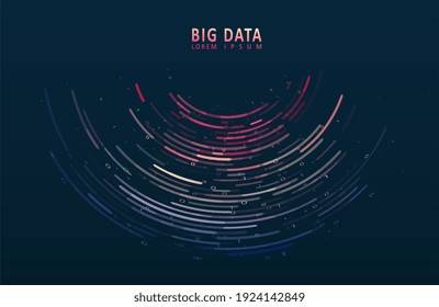 Stream of encoded data. Abstract digital code visualization. Artificial intelligence and machine learning. Big data code representation.