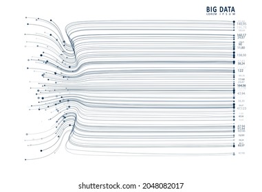 Stream of encoded data. Abstract digital code visualization. Artificial intelligence and machine learning. Big data code representation.
