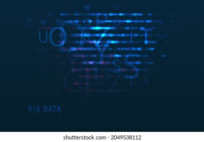 Stream of encoded data. Abstract digital code visualization. Artificial intelligence and machine learning. Big data code representation.