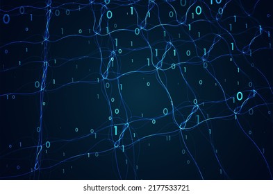Stream of encoded data. Abstract digital code visualization. Artificial intelligence and machine learning. Big data code representation.