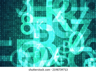 Stream of encoded data. Abstract digital code visualization. Artificial intelligence and machine learning. Big data code representation.