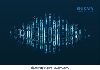 Stream of encoded data. Abstract digital code visualization. Artificial intelligence and machine learning. Big data code representation. 