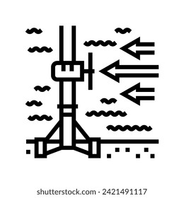 stream energy tidal power line icon vector. stream energy tidal power sign. isolated contour symbol black illustration