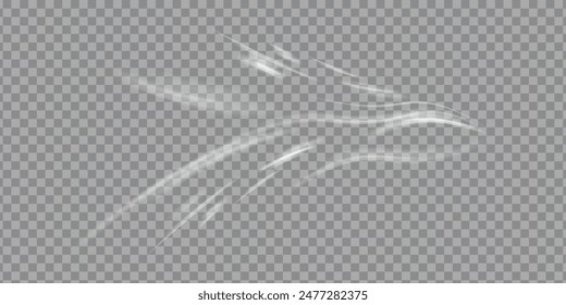 Stream of fresh wind png. Imitation of the exit of cold air from the air conditioner. Cold winter wind texture. Holiday vector blizzard. Christmas effect of a cold blizzard. Vector PNG.