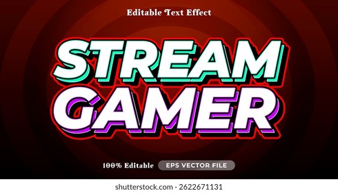 Stream gamer 3d logo template editable text effect style